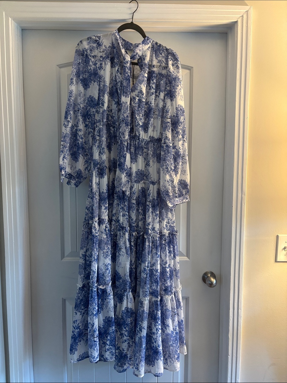 Pinch Blue and White Floral Tiered Maxi Dress